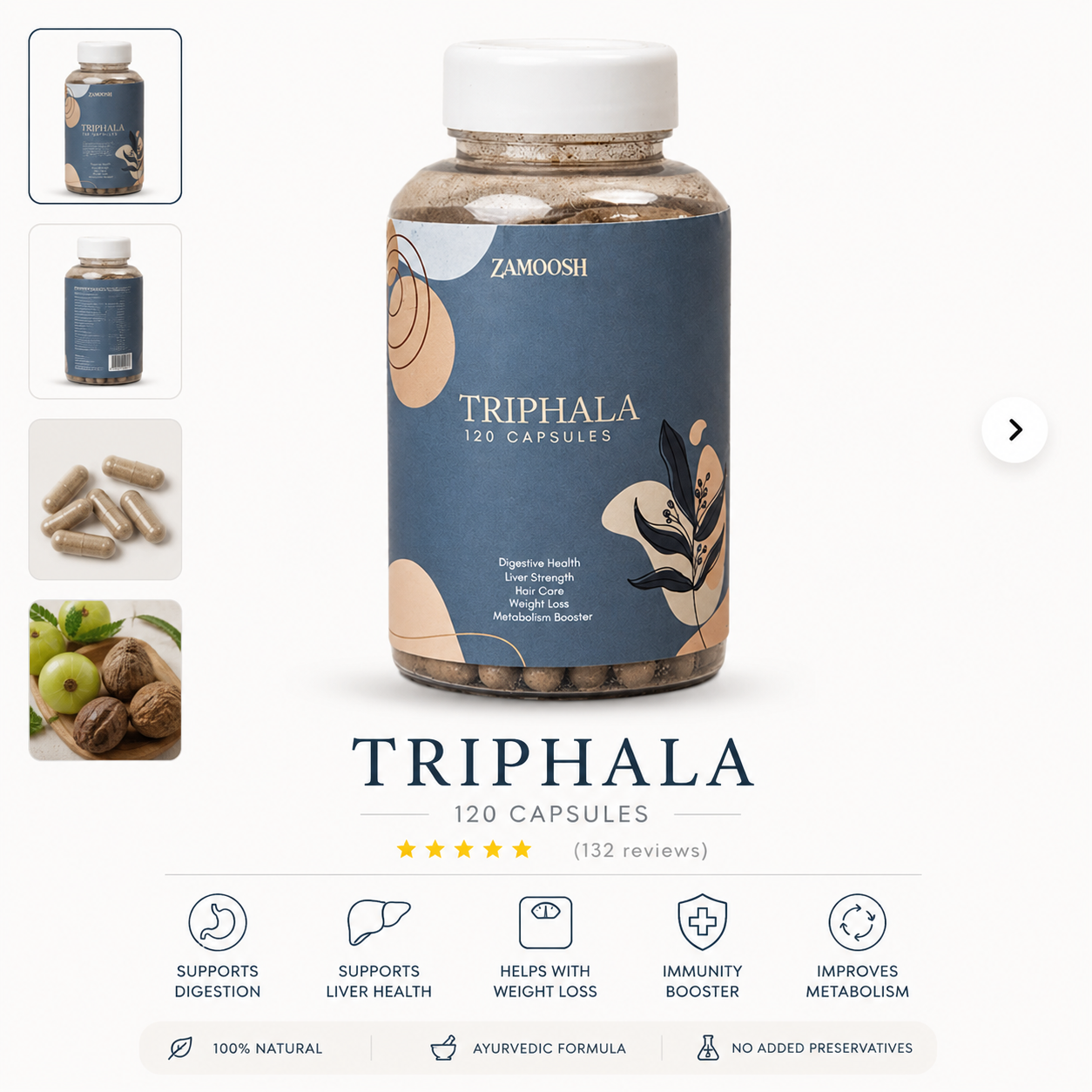 Triphala Powder 120 Capsules